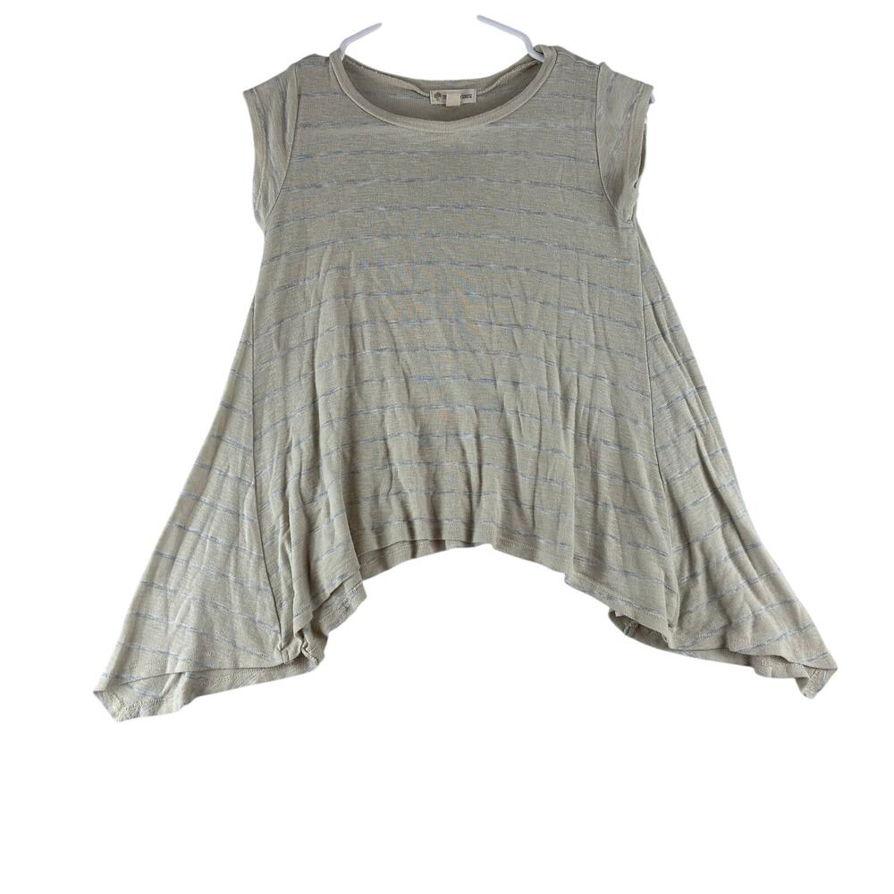 Tucker+Tate Cap Sleeve Shark Bite Top Girls Medium 8/10 Beige Flowy Feminine